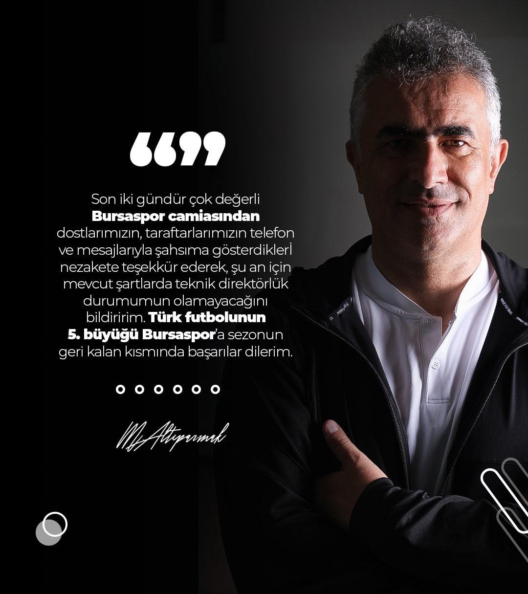 Mehmet Altıparmak’tan Bursaspor açıklaması